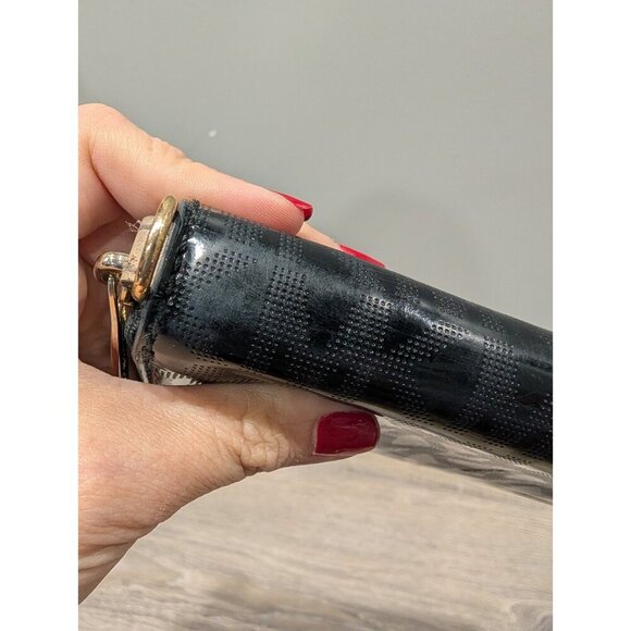 Michael Kors Wallet Classic Monogram Zip Around Black Patent Leather Wristlet - Picture 13 of 16